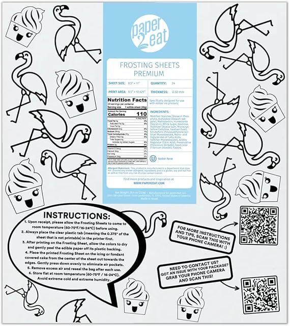 paper2eat Frosting Sheets Premium 8.5“ x 11“ – 24 count – White Edible Icing Sheets