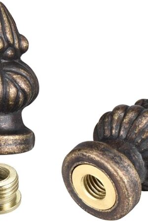 Canomo 2 Packs Lamp Finial Cap Knob Lamp Decoration for Lamp Shade, Antique Brass, 1-3/8 Inches (Small Size)