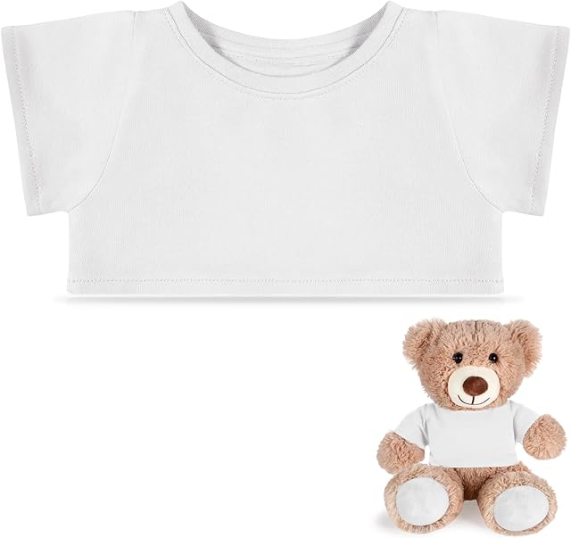 The Bear Tee Shirt Fit 14-18inch Bear Clothes Stuffed Animal Clothes Basic Stuffed Dolls Shirt, White