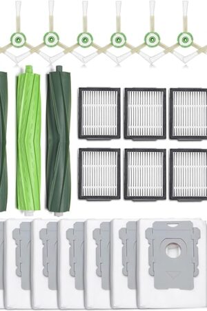 26 Replacement Parts for iRobot Roomba i7 i7+ i3 i3+ i4 i4+ i5 i5+ i6 i6+ i8 i8+ E5 E6 E7 Robot Vacuum Accessories, 2 Rubber Roller 8 Filters 8 Side Brushes 8 Vacuum Bags（NOT Fit the Combo J7+）