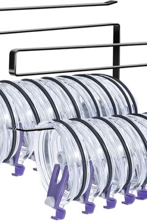 2 Pack Tumbler Lid Organizer, Premium Tumbler Lid Storage Hook Up to 20 Lids, Space Saving Cup Lid Holders Under Cabinet Tumbler Lid Hook for Kitchen Organizer, No Adhesive No Drill (Black)
