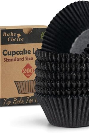 200pcs Standard Black cupcake liners for baking,food grade cupcake wrappers,greaseproof parchment muffin liners for martin luther king jr day decorations