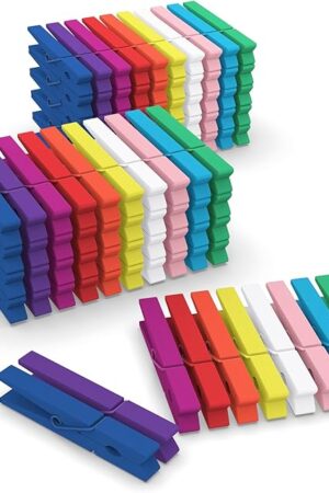 100 Pcs Colored Clothes Pins Wooden, Colored Clothespins for Crafts 2.9 Inch, Clothing Pins for Hanging Classroom