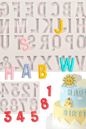 26 Capital Letter Fondant Molds, Alphabet Number 0-9 Chocolate Cake Decorating Silicone Mold 2pcs Birthday Party Anniversary Valentine's Day Candy Sugar Craft Mousse Cookie Clay Resin