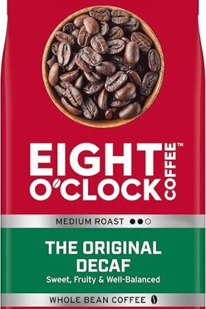Eight O'Clock Coffee The Original Decaf Whole Bean Coffee, Medium Roast, 21 Ounce (Pack of 1) - Sweet, Fruity, Well Balanced