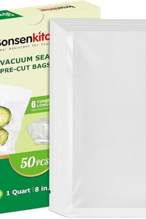 Bonsenkitchen Vacuum Sealer Bags 50 Quart 8" x 12" VB12