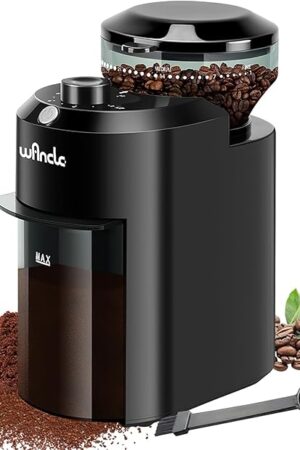 Wancle Electric Burr Coffee Grinder - Adjustable with 28 Precise Grind Settings for 12 Cups - Professional Coffee Bean Grinder (Plastic, Black)