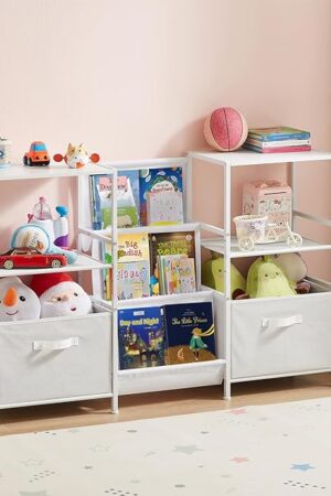 3 Tier Kid Bookshelf Wooden Bookcase Toy Organizer