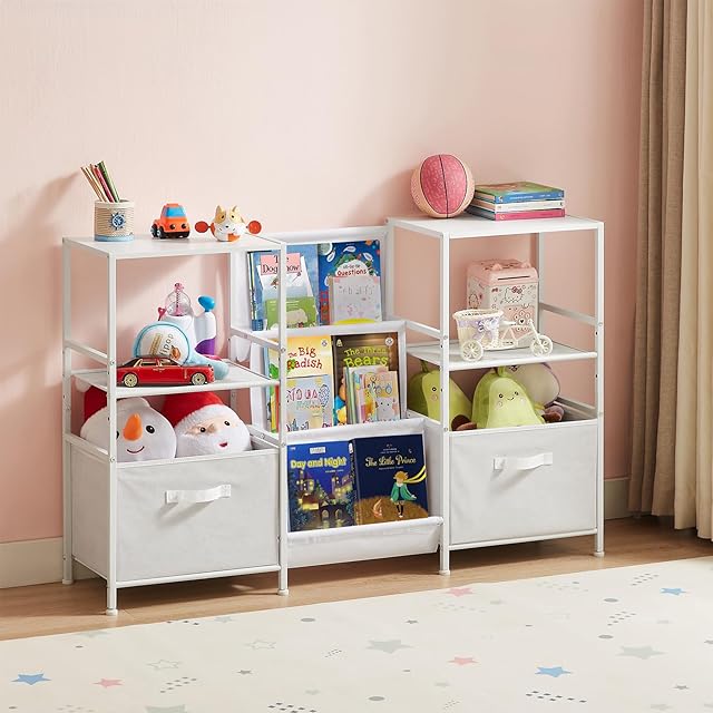 3 Tier Kid Bookshelf Wooden Bookcase Toy Organizer