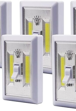 Battery Operated Switch LED Lights, Portable Tap Light, Push Closet Light, COB LED Cordless Night Lights, Touch, Wall Mount Under Cabinet, Shed, Kitchen, Garage, Attic, RV(6 Pack)