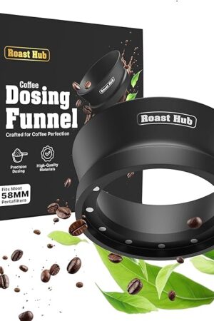 58mm Magnetic Dosing Funnel for Portafilter Espresso Machine ~ High Strength 12 Magnet Design ~ Fits Most Express Coffee Machines ~ Home Barista Espresso Portafilter Adapter ~ UK Brand