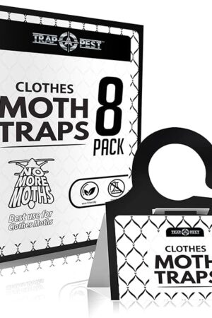 Clothing Moth Traps - 8 Pack - Non Toxic Moth Traps for Clothes with Pheromone Attractant - Odorless Sticky Trap for Closet, Carpets