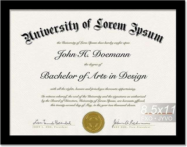Black 8.5 x 11 Frame Display 8.5 by 11 Document Certificate Diploma Wall and Tabletop - 1 Pack
