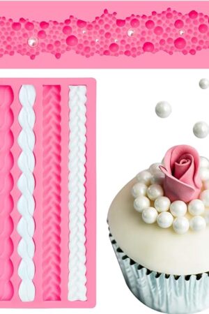 2 Pieces Rope and Pearl Silicone Molds Fondant Chocolate Bubble Mold for Cake Decoration Cupcake Topper Kitchen DIY Baking Tools