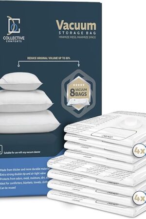 8-Pack Vacuum Storage Bags – XXL & Jumbo Sizes – Vacuum Seal Bags for Bedding, Blankets & Clothing – Space Saver Compression Bags