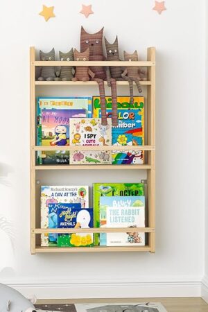 Wall Bookshelf for Kids, 3 Tier Kids Bookshelf Wall, 16.5 inch Floating Book Shelves for Nursery, Great for Bedroom, Living Room, Play Room and Nursery.