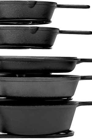 Cuisinel Heavy Duty Pots and Pans Organizer Rack - 12.2"-Inch Tall - 5 Tier Rack - Holds 50 LB - Cast Iron Skillets, Griddles, Shallow Cookware - Space Saving Kitchen Storage - No Assembly Required