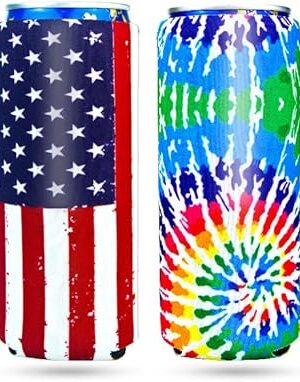 4 Pack 12oz Slim Beer Can Cooler Sleeves, Neoprene Beer Can Cooler Bulk, Collapsible Insulators Cooler Cover Fits for White Claw/Spiked Seltzer and More
