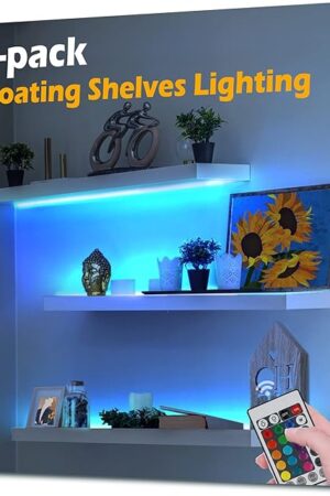 3-Pack Shelf Lights, Upgrade Battery Operated 20inch Led Strip Lights with Remote, Color Change with Timer Floating Shelves LED Wall Lights, DIY Led for Bedroom, Kitchen, Indoor Room Decor