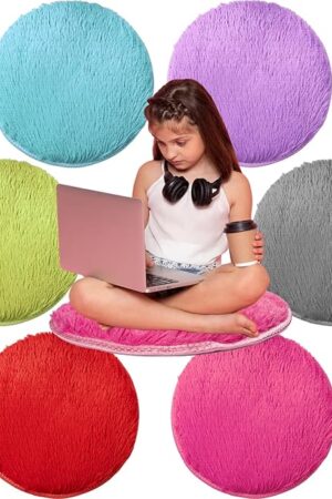 6 Pcs Kids Carpet Circle Seats 16" Kids Classroom Rug Floor Cushions Round Soft Warm Floor Rug Mat for Classroom, Home School Story Time, Group Activity Educational Learning Playing Areas (6)
