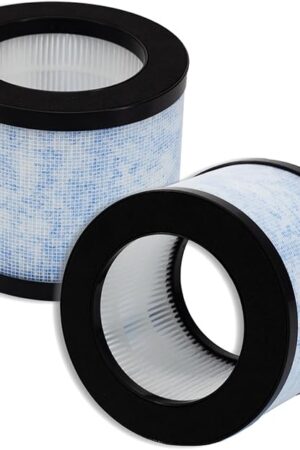 2 Pack MK01 DH-JH01 True HEPA Replacement Filters Compatible with AROEVE MK01 MK06 MG01JH,Kloudi Air Cleaner Purifier DH-JH01,TZ-K1,Elechomes EPI081/EP1081,Intelabe EP1080 Air Purifier