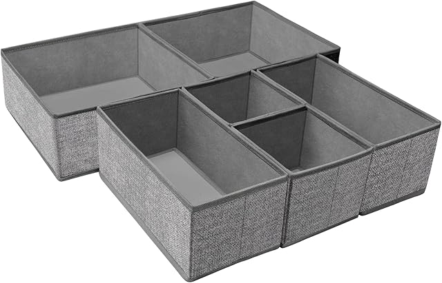Criusia Drawer Organizer Storage Box Gray 6 Bins