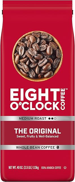 Eight O'Clock Coffee The Original Whole Bean Coffee, Medium Roast, 40 Ounce (Pack of 1) - Sweet, Fruity, Well Balanced