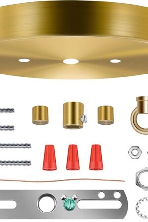 6 Inches Light Canopy Kit with Heavy Duty Replacement Ceiling Cover Plate & Mounting Hardware for Lighting Fixtures Chandelier Pendant Lamp or DIY Project (Brass)