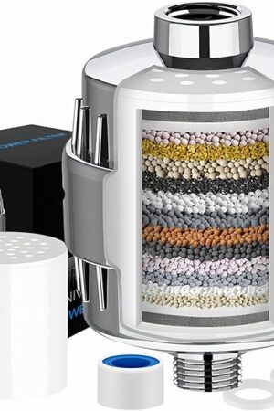 20 Stage Shower Head Filter - 1 Cartridges,Hard Water Filter,99% Remove Chlorine, Fluoride,Heavy Metals and Harmful Impurities,High Output Showerhead Filters for Improving Skin and Hair,Chrome