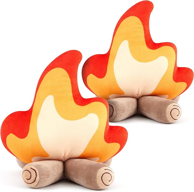 The Campfire Plush Toys Fake Fire Firewood Plush Pillow Woodland Forest Nursery Classroom Decor for Camping Overnight Scene Setting Room Decoration(2 Pack)