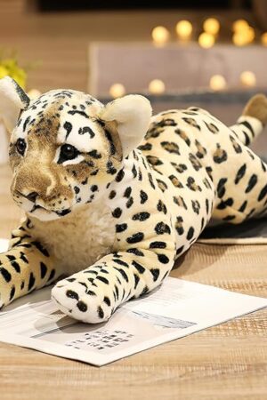 Cheetah Stuffed Animal, 15.8" Leopard Stuffed Animal Stuffed Cheetah Plush Toy Pillow Cheetah Stuffy Cute Giant Realistic Stuffed Jaguar Plush Birthday Gifts for Kids Girls
