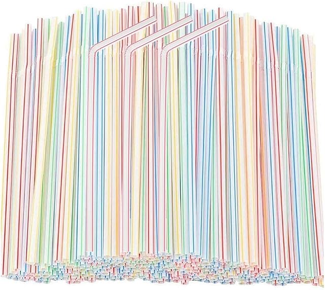 200 Pcs Plastic Straws Disposable -Straws Drinking Plastic -8.8inch Long Bendy Straws -Flexible Bendable Drinking Straw