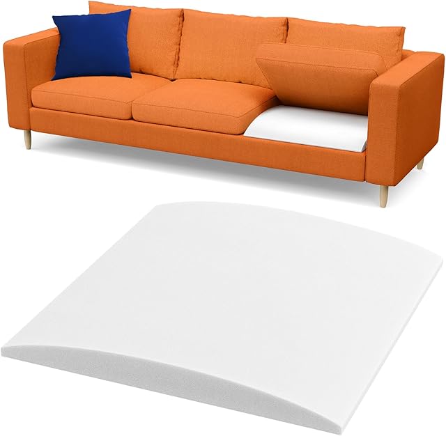 Couch Cushion Support for Sagging Seat - 20" x 20"x 2" High-Density Curved 40D Sofa Cushion Support, Couch Supporter for Under The Cushions, White 1 Pack