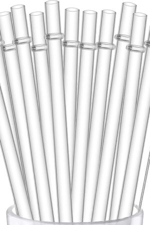 ALINK 12-Pack Reusable Hard Plastic Clear Straws, 10.5 inch Long Tumbler Straws for 16 OZ 20 OZ 30 OZ Stanley, YETI, Starbucks Tumblers with Cleaning Brush