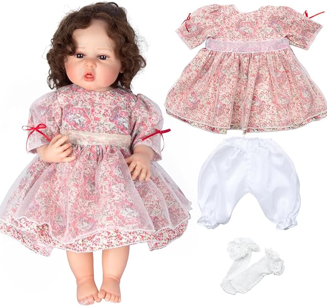The Reborn Baby Doll Clothes Dress Outfits for 22-24 Inch Newborn Baby Doll Toddler Girl Clothes Accessories
