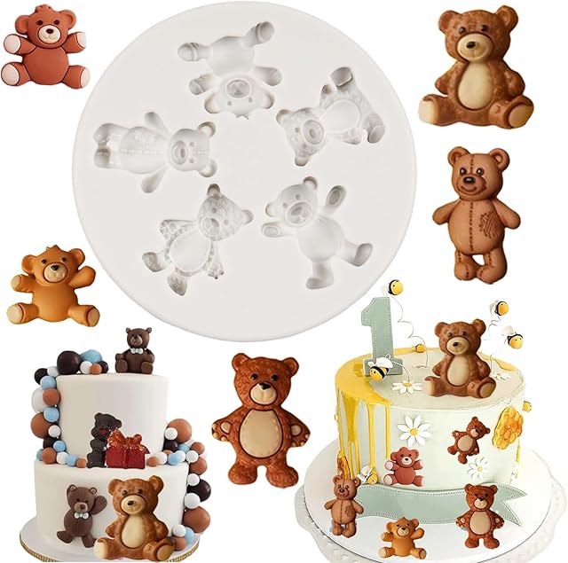 Bear Silicone Fondant Molds Bear Candy Chocolate Molds For Cake Decoration Cupcake Topper Chocolate Candy Polymer Clay Gum Paste
