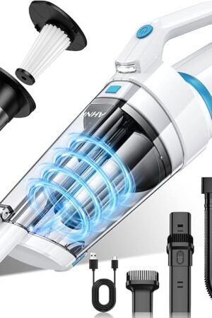 AHNR Handheld Vacuum Cordless, 16000PA Powerful Suction Hand Held Vacuum Dust Busters Cordless Rechargeable with LED Light & 2 HEPA Filters, Portable Car Vacuum Cleaner High Power for Car Home Office