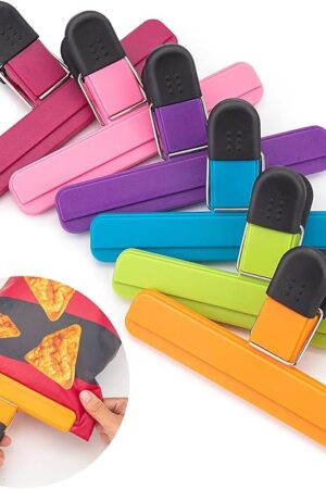 6 Pack Chip Bag Clips, Large Bag Clips for Food Storage, Snack Clips Bag Clips for Chips and Other Food Bags, Plastic Heavy Duty Sealing Clips for Home, Office and More(6 x 3.5 Inch)