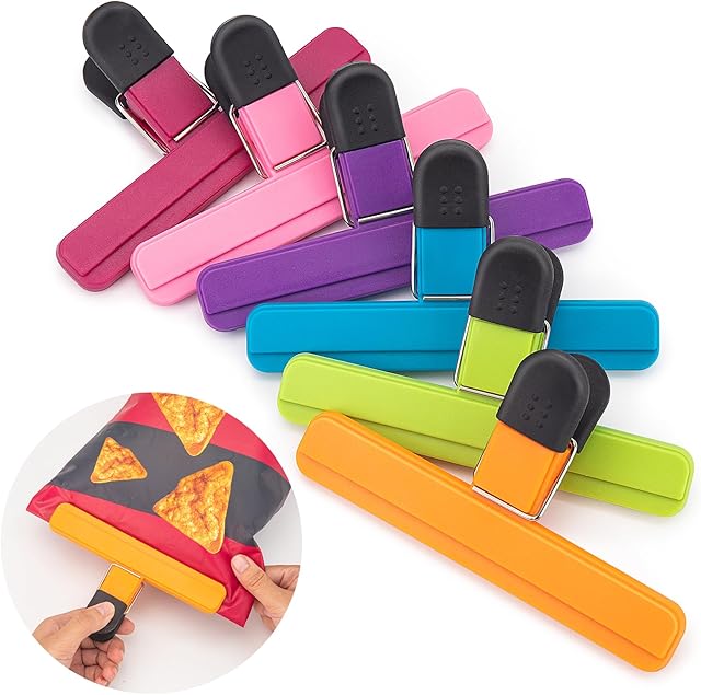 6 Pack Chip Bag Clips, Large Bag Clips for Food Storage, Snack Clips Bag Clips for Chips and Other Food Bags, Plastic Heavy Duty Sealing Clips for Home, Office and More(6 x 3.5 Inch)