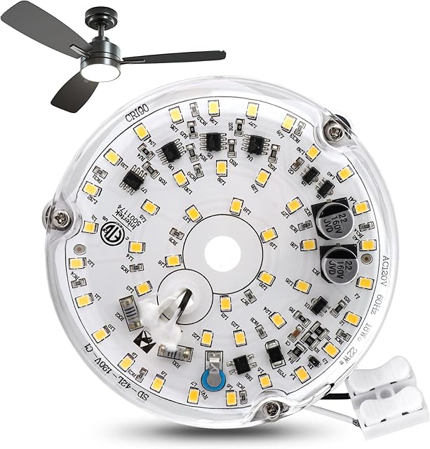 4 Inch 18w Universal Ceiling Fan Light Kit, 6000K 1800LM 120V LED Ceiling Fan Light Kit Replacement, Dimmable LED Retrofit Kit, Fan Light Kits for Ceiling Fan(White)