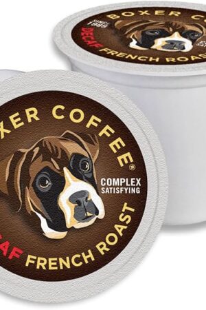 Boxer Coffee 52ct Decaf French Roast – Swiss Water Process Dark Roast Coffee Pods – Compatible with Keurig K-Cup Brewers – Specialty Grade, Artisan Single-Serve Cups