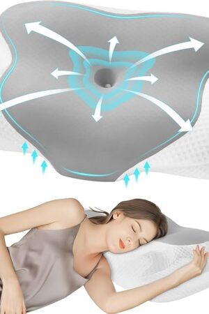 DONAMA Cervical Pillow for Sleeping, Contour Memory Foam Pillow for Neck and Shoulder Support, Ergonomic Neck Pillow for Side Back Stomach Sleepers, Bed Pillows with Cooling Pillowcase