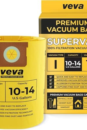 10 Pack, 10-14 Gallon Filter Bags for Shop Vac Vacuum - Type I 90672 - High-Efficiency Vacuum Bags