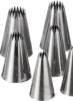 Ateco 870 - 10 Piece French Star Tube Set, Stainless Steel Pastry Tips, Sizes 0 - 9
