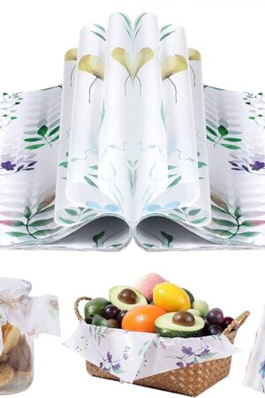 150 Pcs Wildflower Wax Paper Sheets for Food Deli, 9.8 x 8.3 inch Watercolor Floral Greaseproof Wrapping Paper for Sandwich Picnic Basket Liner Beach Pool Birthday Summer Ocean Party Supplies