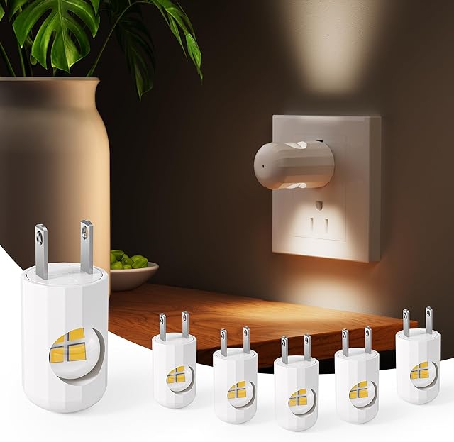 6-Pack LED Night Light Plug-in Wall Outlet Light, Soft White 3000K,Dusk to Dawn Nightlight,Ambient Lighting,Nightlight for Bedroom, Bathroom, Nursery, Hallway, Kitchen
