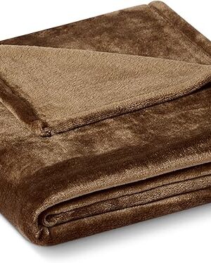 Amazon Basics Soft Fleece Throw Blanket, Lightweight Cozy Blanket for Couch & Sofa, 50 x 60 Inches, Brown