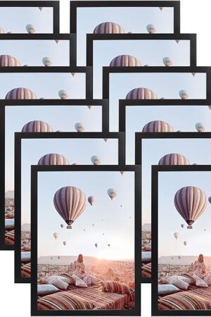 CRUGLA 8.5x11 Magnetic Frame Sheet with Self Adhesive Backing, Poster Certificate Carft Picture Photo Frame for Refrigerator Office Glass Window Door Cubicle Tile, 12 Pack