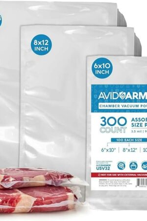 Avid Armor Chamber Machine Pouches 3.5mil, Pre-Cut Vacuum Sealer Bags, Heavy Duty Seal Pouch, BPA-Free Chamber Sealer, Assorted Size Pack, 6"x10", 8"x12", 10"x13" - Pack of 300