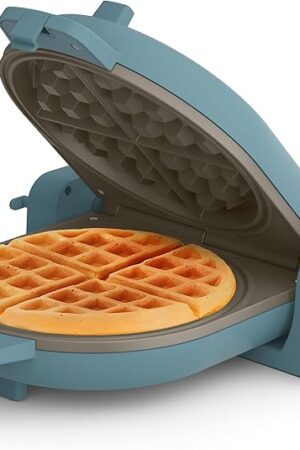 bella Flip-n-Store Waffle Maker, EverGood™ Ceramic Nonstick Coating, Fits-anywhere™ Kitchenware, Power Indicator Light & Touch Handle, 7? Wide & 1" Deep Plates, 1000 Watt, Surf